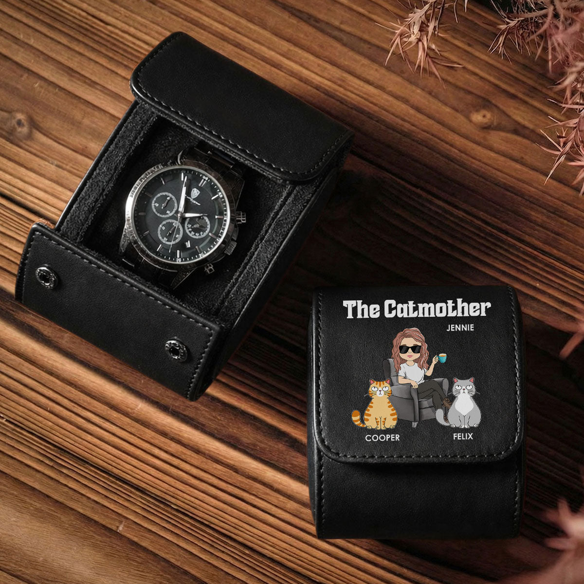 The Catmother - Personalized Leather Watch Case