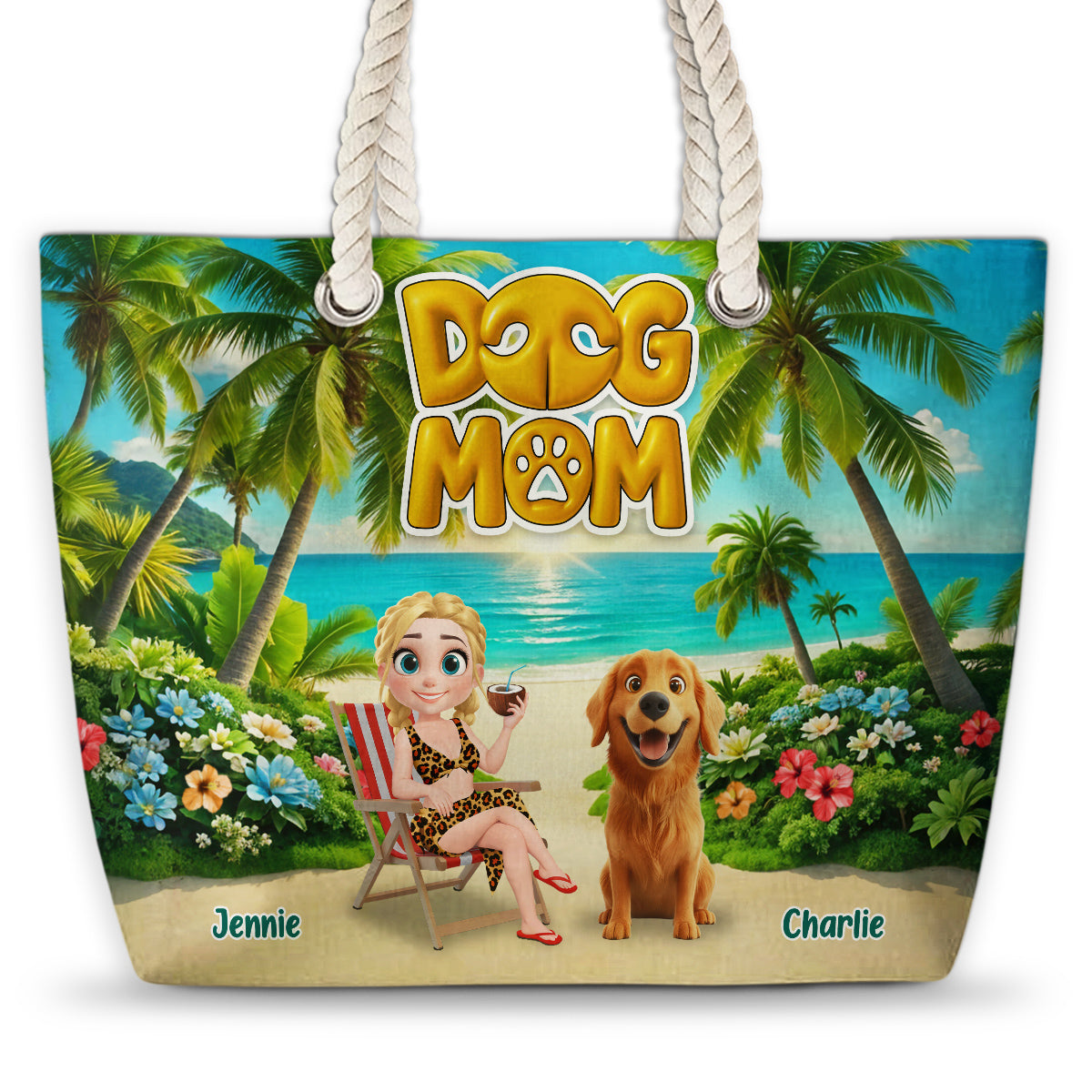 Custom Summer Trips Birthday Gifts For Dog Mom • Dog Mom Summer - Personalized Beach Bag