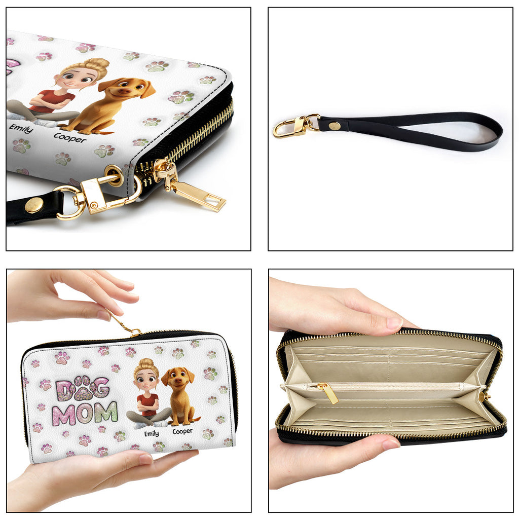 Dog Mom Lovely Chibi - Personalized 3D Inflated Effect Leather Wallet
