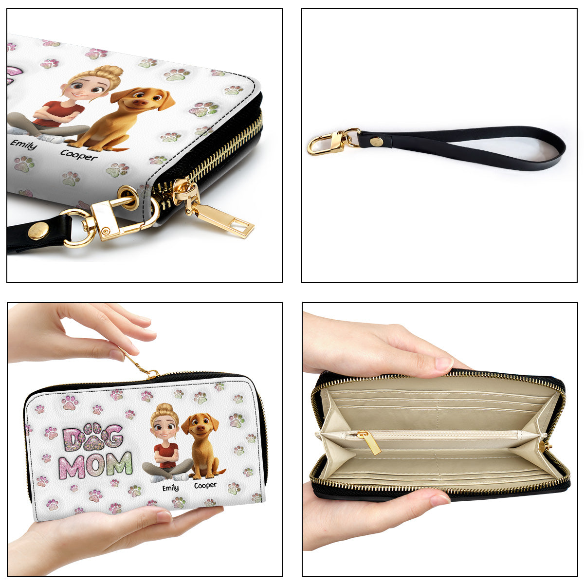 Dog Mom Lovely Chibi - Personalized 3D Inflated Effect Leather Wallet