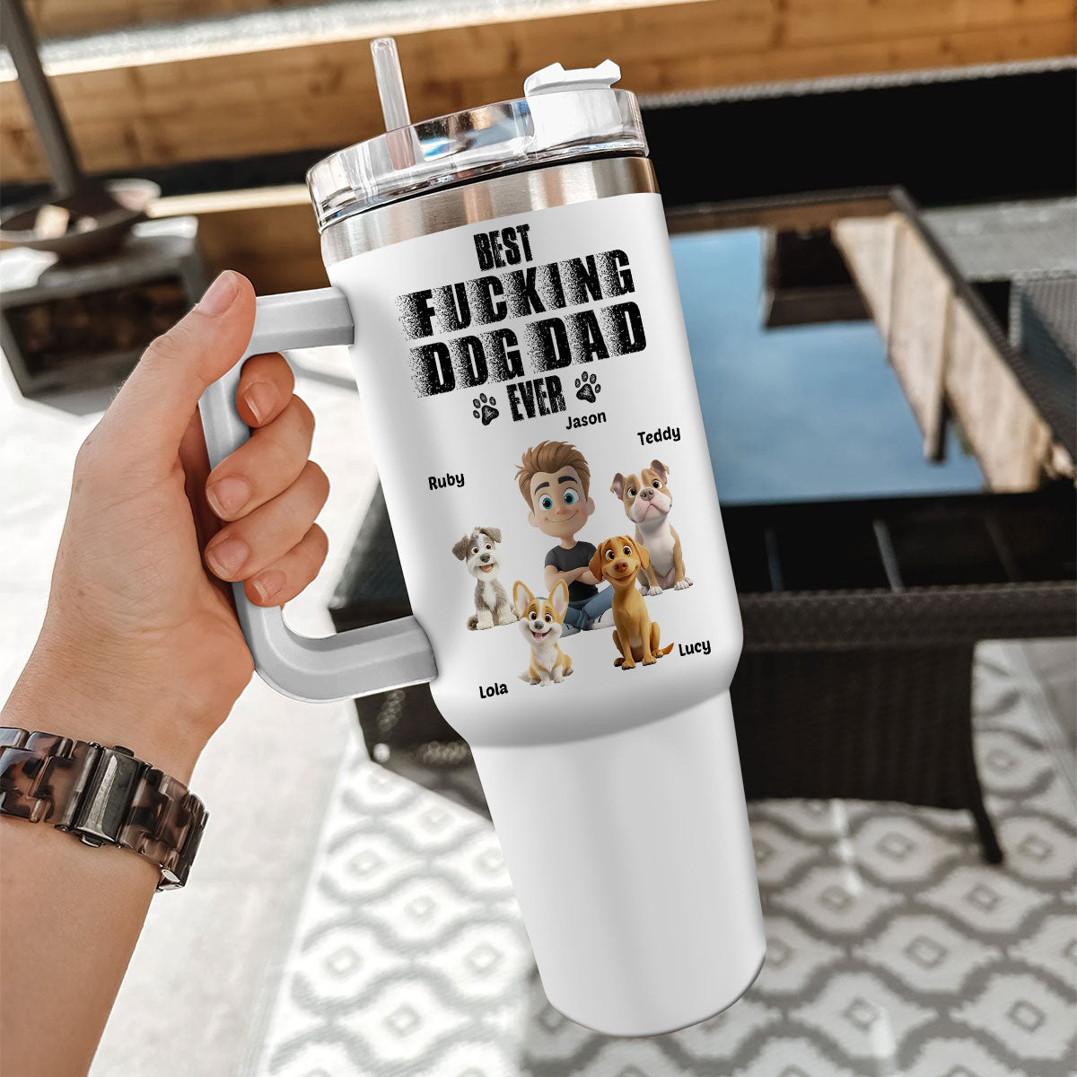 Custom Father's day Birthday Gifts For Dog Dad, Dog Lovers • Best Dad Ever - Personalized Tumbler
