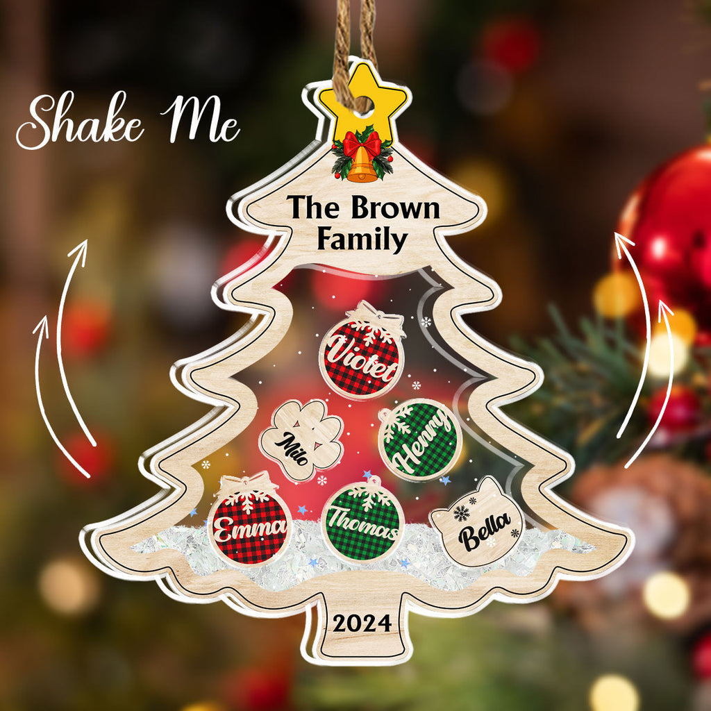 Family With Pet Charm - Personalized Acrylic Shaker Ornament