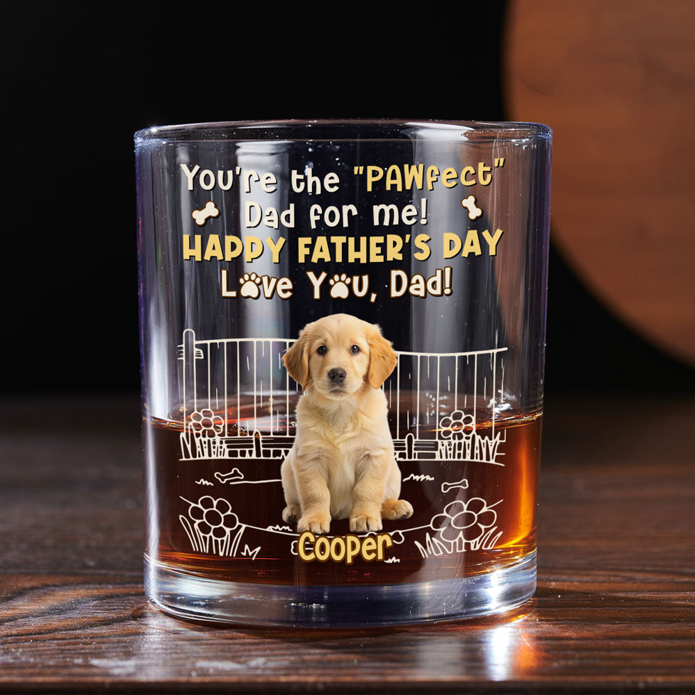 Our Pawfect Dad Photo - Personalized Whiskey Glass