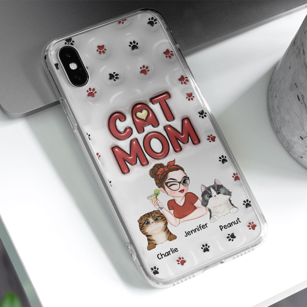 Lovely Cat Mom- Personalized 3D Inflated Effect Phone Case