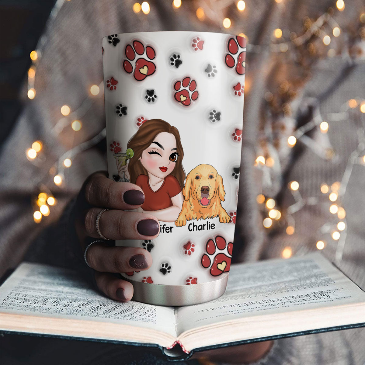 Custom Mother's day Birthday Gifts For Pet Mom, Pet Lovers • Love Dog Family - Personalized 3D Inflated Effect Tumbler