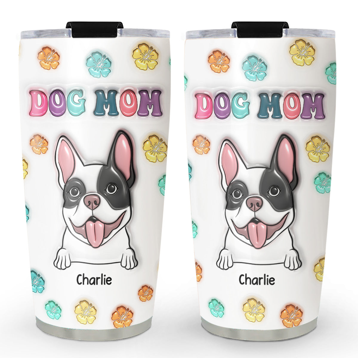 Custom Mother's day Birthday Gifts For Pet Mom, Pet Lovers • Dog Mom Mum - Personalized 3D Inflated Effect Tumbler