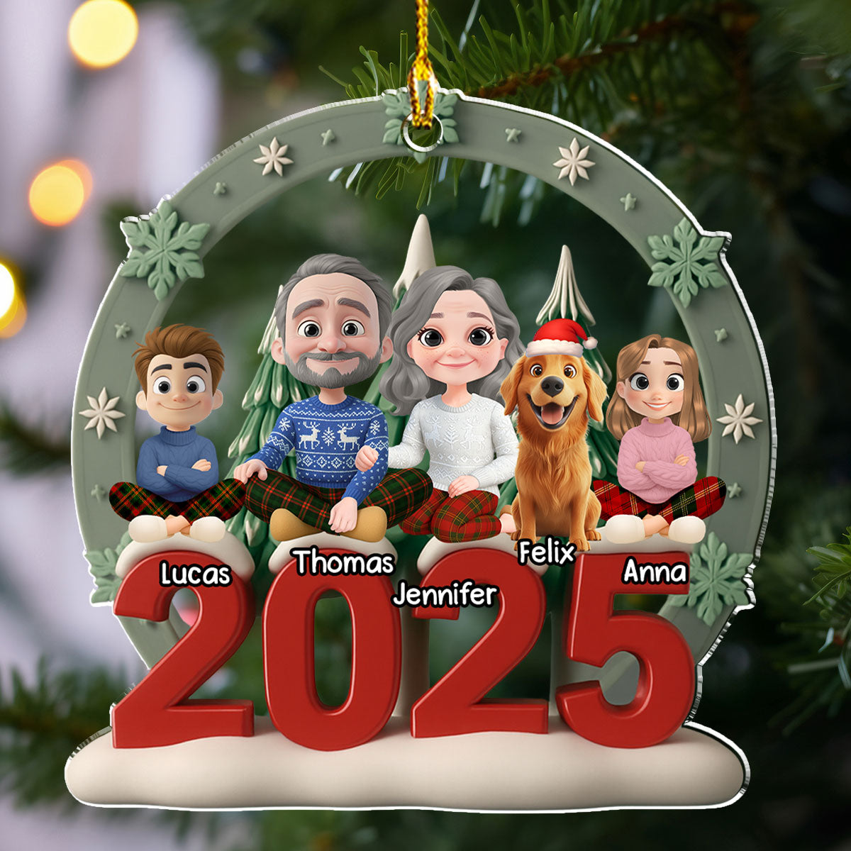 Custom Christmas Decor Home Birthday Gifts For Dog Lovers • Under The Christmas Tree - Personalized 3D Effect Acrylic Ornament