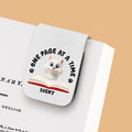 One Page Once With Cat - Personalized Leather Bookmark