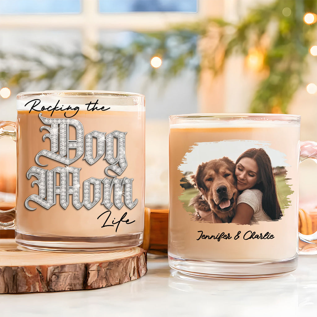 Custom Photo Christmas Birthday Gifts For Dog Mom, Dog Lovers • Rocking My Way Photo - Personalized 3D Effect Glass Mug