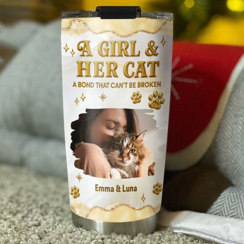 Custom Photo Christmas Birthday Gifts For Pet Mom, Pet Lovers • Girl And Pet Yellow Photo - Personalized 3D Effect Tumbler