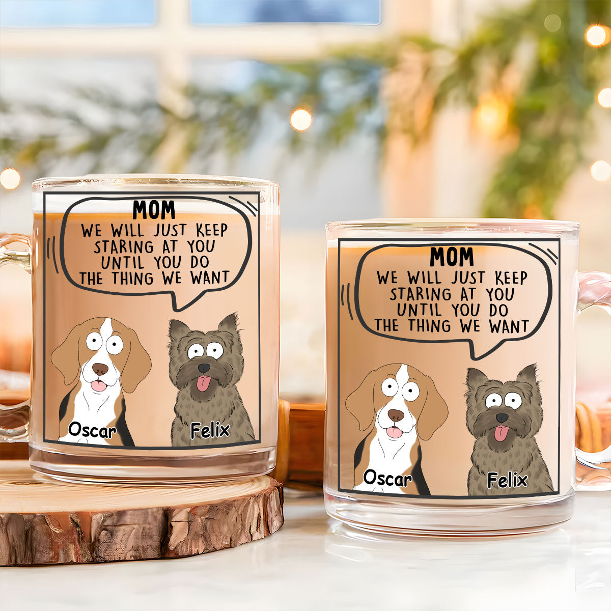 Custom Christmas Birthday Gifts For Dog Lovers • I Will Keep Staring At You - Personalized Glass Mug