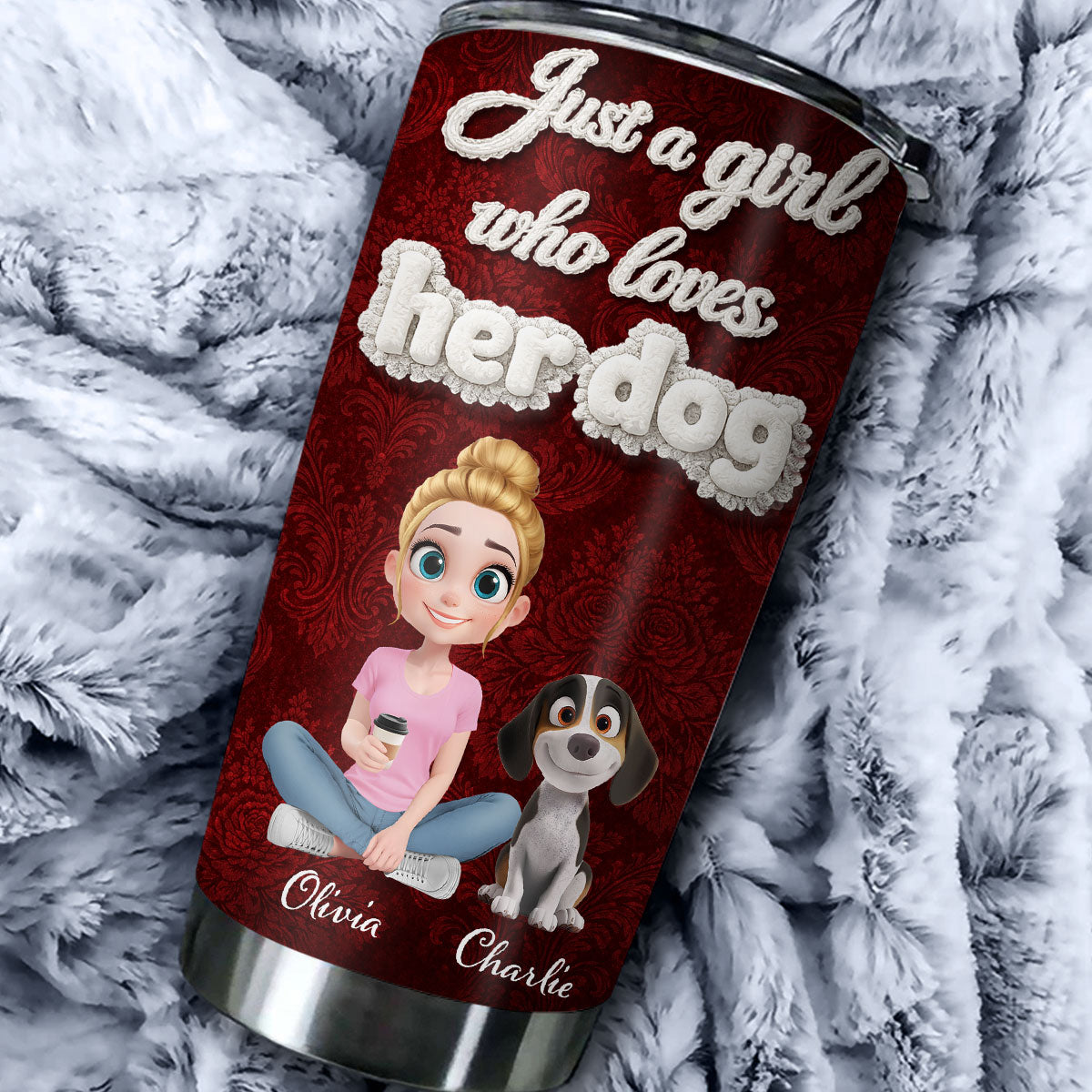 Custom Christmas Birthday Gifts For Dog Mom, Dog Lovers • Realistic Style Dog Mom - Personalized 3D Effect Tumbler