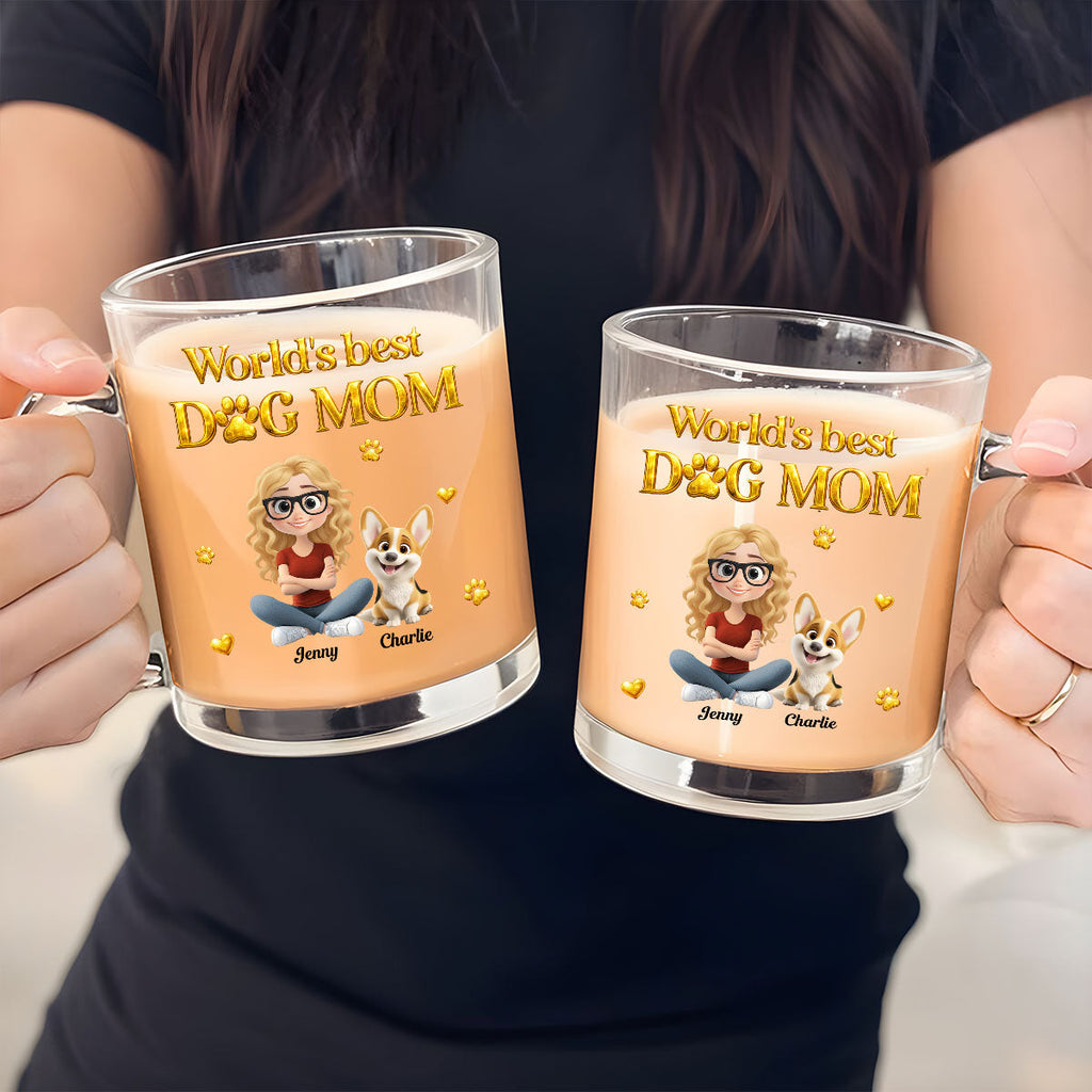 Custom Christmas Birthday Gifts For Dog Mom, Dog Lovers • I Love My Dog - Personalized 3D Effect Glass Mug