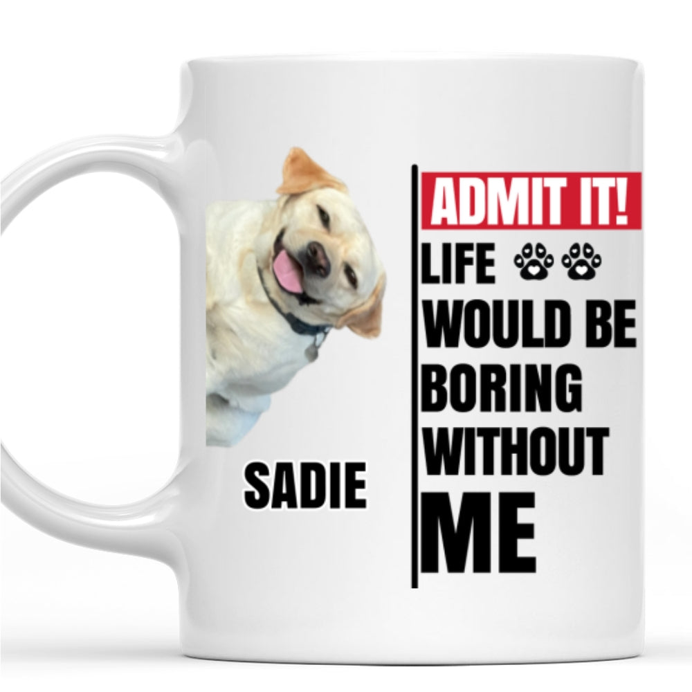 Custom Photo Mother's day Birthday Gifts For Dog Mom, Dog Lovers • Without Us Would Be Boring Photo - Personalized Coffee Mug