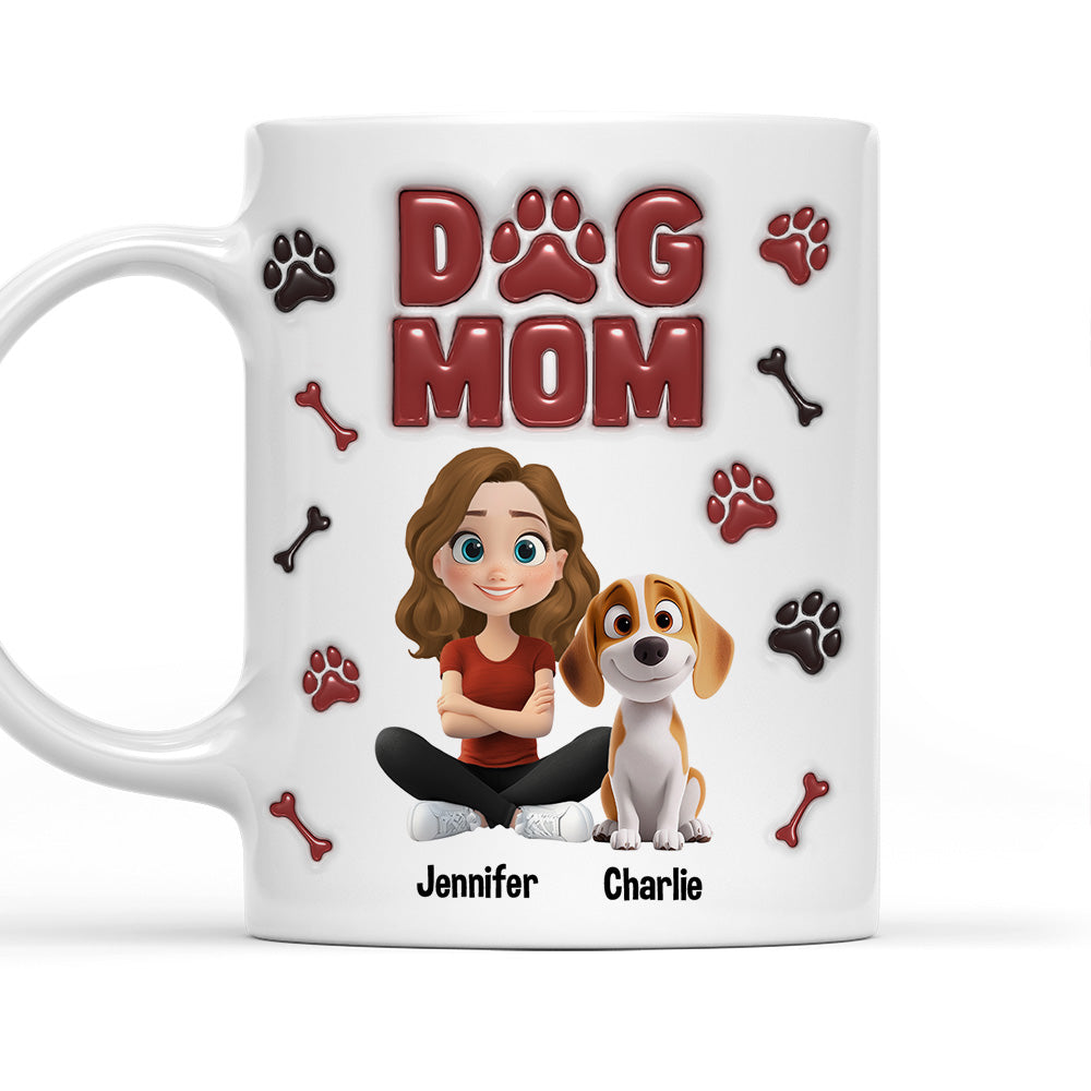 Custom Christmas Birthday Gifts For Dog Mom, Dog Lovers • Lovely Dog Mama - Personalized 3D Inflated Effect Mug