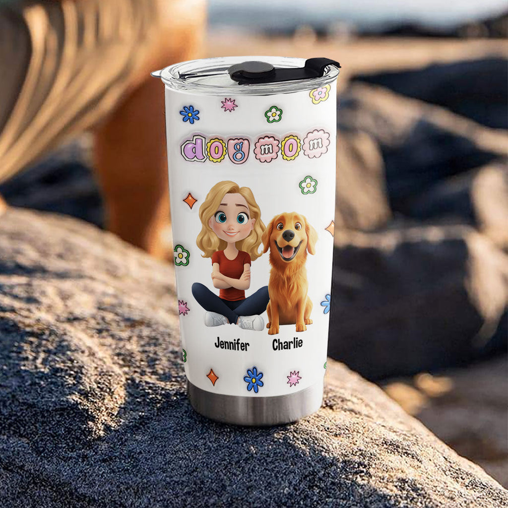 Custom Mother's day Birthday Gifts For Dog Mom, Dog Lovers • Love Myself For Being Dog Mom - Personalized 3D Inflated Effect Tumbler