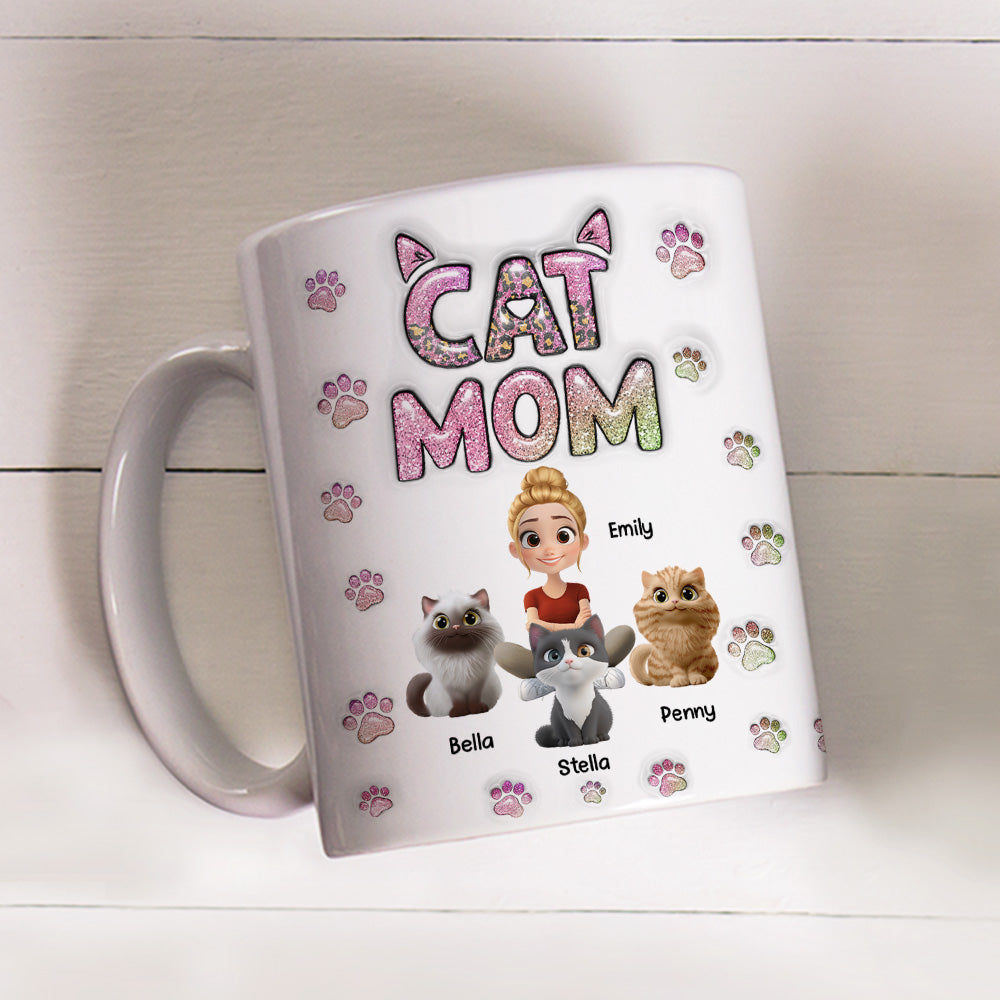 Custom Christmas Birthday Gifts For Dog Mom, Dog Lovers • Cat Mom Lovely Chibi - Personalized 3D Inflated Effect Mug