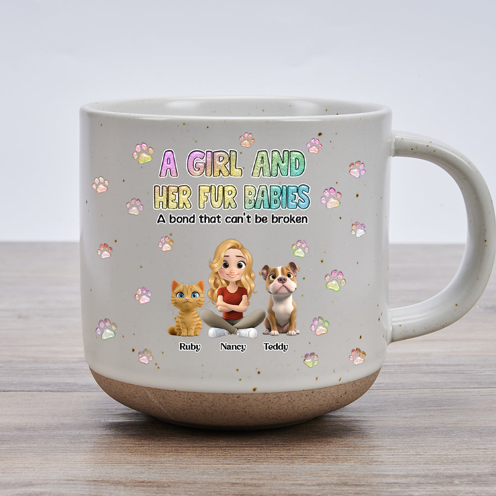 Custom Christmas Birthday Gifts For Pet Mom, Pet Lovers • A Girl And Her Fur Babies - Personalized Pottery Mug