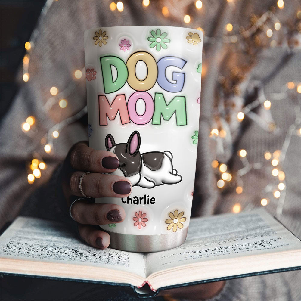Custom Mother's day Birthday Gifts For Dog Mom, Dog Lovers • Best Fur Mom Ever - Personalized 3D Inflated Effect Tumbler