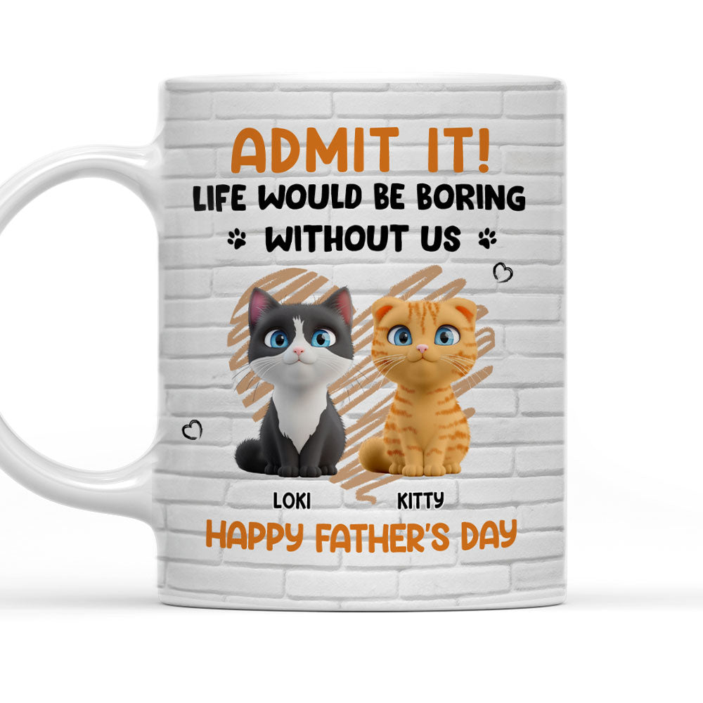 Custom Father's day Birthday Gifts For Cat Dad, Cat Lovers • Admit It Cat Dad Orange - Personalized Coffee Mug