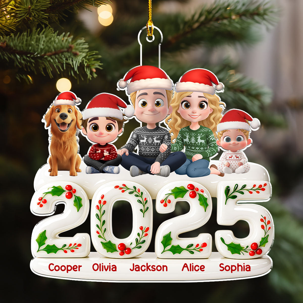 Custom Christmas Decor Home Birthday Gifts For Dog Lovers • Whole Family Hunt Rewards - Personalized 3D Effect Acrylic Ornament