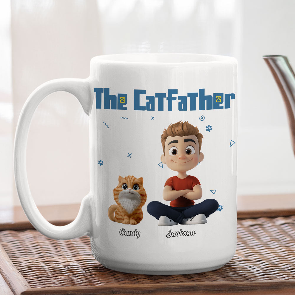 Custom Christmas Birthday Gifts For Cat Dad, Cat Lovers • I Am The Catfather - Personalized Coffee Mug