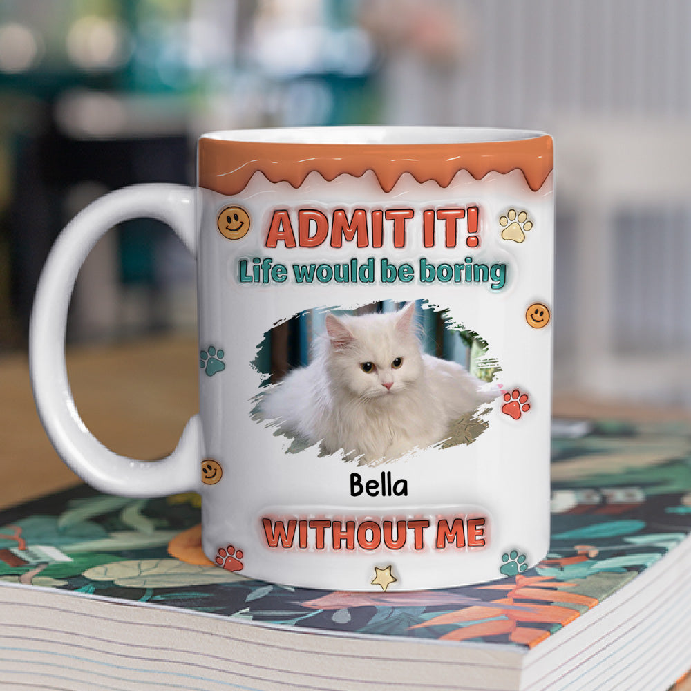 Custom Photo Christmas Birthday Gifts For Cat Lovers • Admit It Chunky Cat Photo - Personalized 3D Inflated Effect Coffee Mug