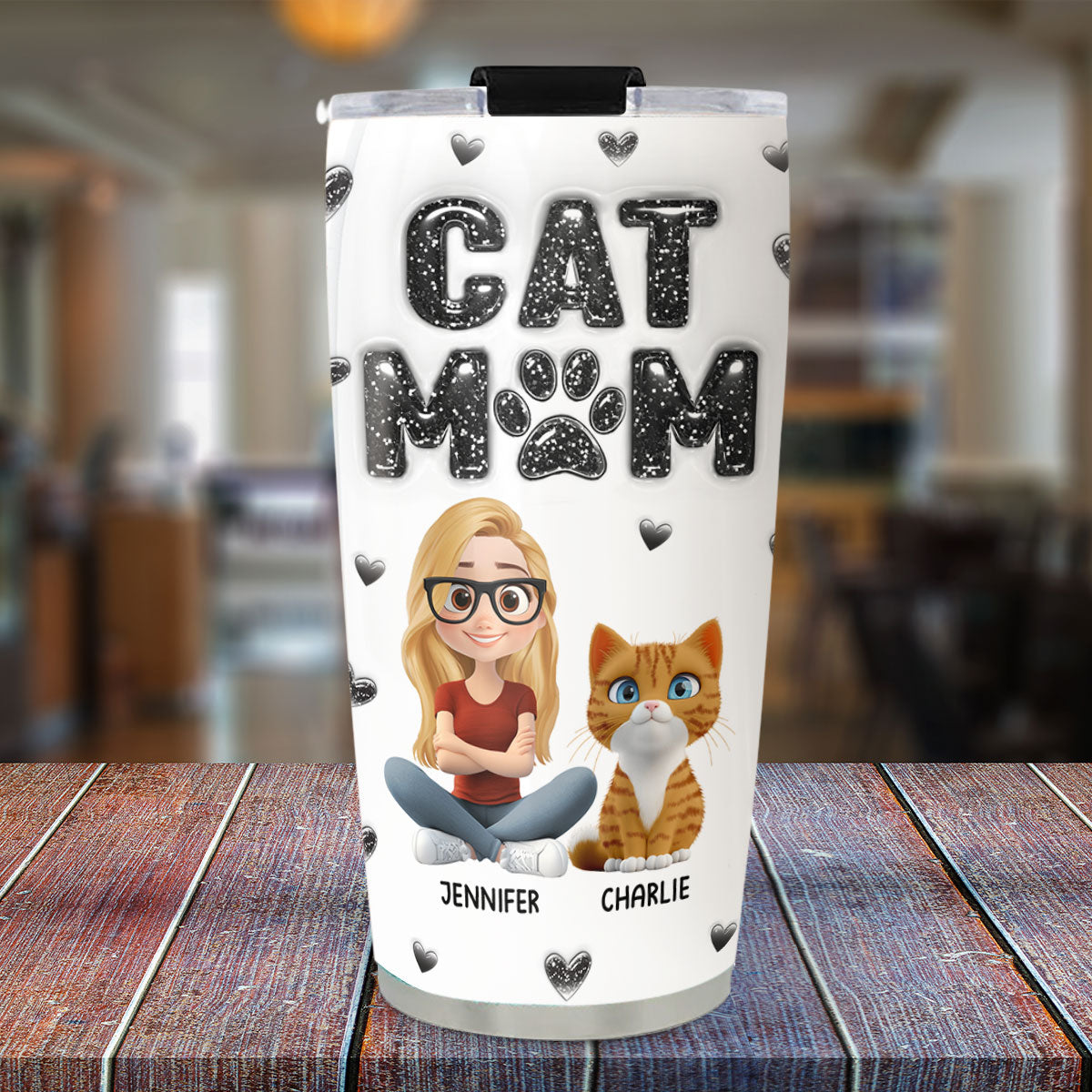 Custom Christmas Birthday Gifts For Cat Mom, Cat Lovers • Adore Cats - Personalized 3D Inflated Effect Tumbler