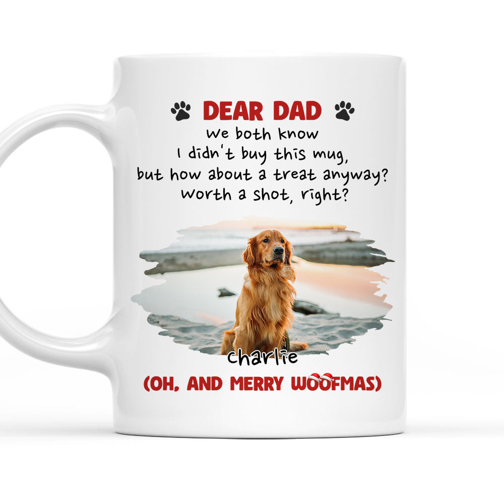 Custom Photo Christmas Birthday Gifts For Dog Dad, Dog Lovers • Worth A Shot Right Photo - Personalized Coffee Mug