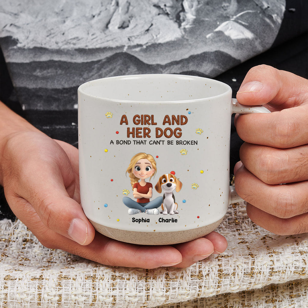 Custom Christmas Birthday Gifts For Dog Mom, Dog Lovers • Stuffy Girl And Her Lovely Dogs - Personalized Pottery Mug