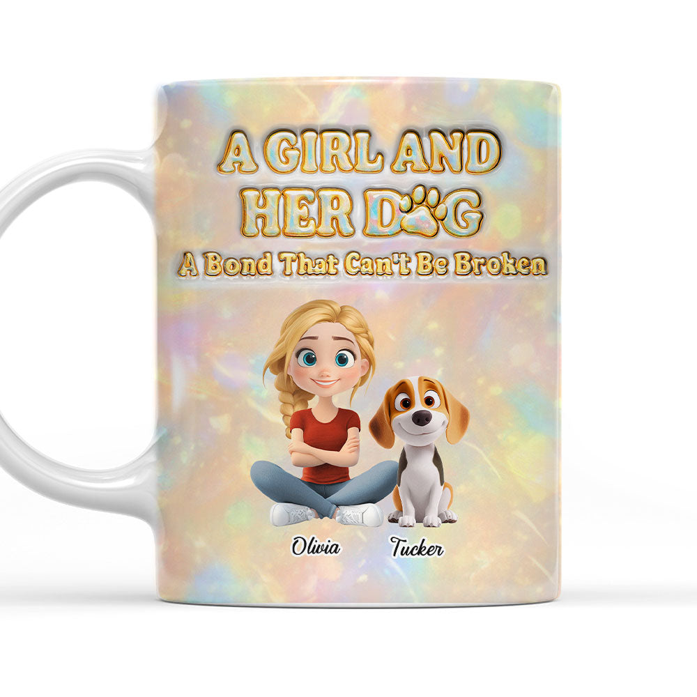 Custom Christmas Birthday Gifts For Dog Mom, Dog Lovers • A Girl And Her Dog Pearl - Personalized 3D Inflated Effect Mug