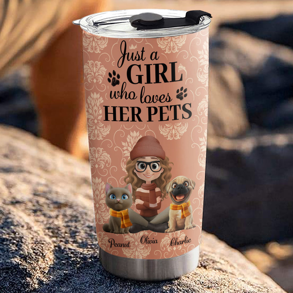 Custom Christmas Birthday Gifts For Pet Mom, Pet Lovers • Pumskin Pet And Girl - Personalized Tumbler