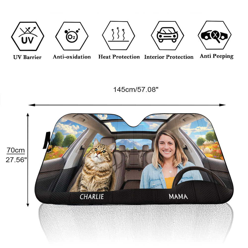Custom Christmas Birthday Gifts Car Accessories for Cat Parents • Life Is Better With My Cat Photo - Personalized Car Sunshade