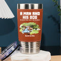 Custom Photo Father's day Birthday Gifts For Dog Dad, Dog Lovers • A Man And His Dogs Photo - Personalized Leather Tumbler