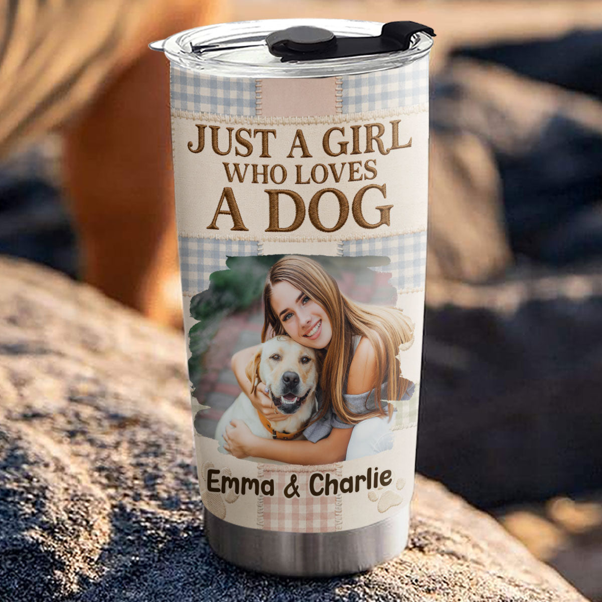 Custom Photo Christmas Birthday Gifts For Dog Mom, Dog Lovers • Just A Girl With Her Dogs Photo -Personalized 3D Effect Tumbler