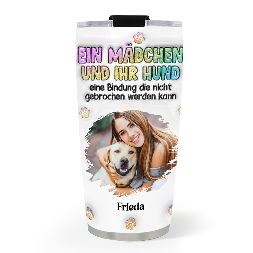 Custom Photo Christmas Birthday Gifts For Dog Mom, Dog Lovers • Ein Mädchen und ihr Hund Foto – Personalisierter 3D-Thermobecher mit aufblasbarem Effekt
