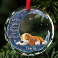 Custom Christmas Memorial Sympathy Gifts For Dogs, Cats • Love You To The Moon - Personalized Glass Ornament