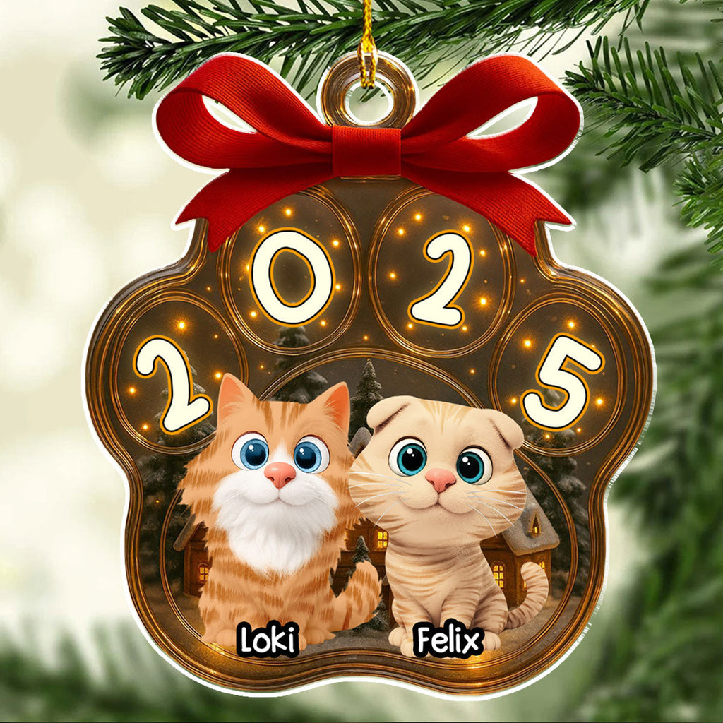 Custom Christmas Decor Home Birthday Gifts For Cat Mom, Cat Lovers • Snow All Over Here Meow Ver - Personalized 3D Inflated Effect Acrylic Ornament