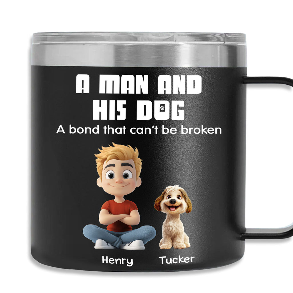 Custom Father's day Birthday Gifts For Dog Dad, Dog Lovers • Best Dad Ever - Personalized 14oz Stainless Steel Tumbler With Handle