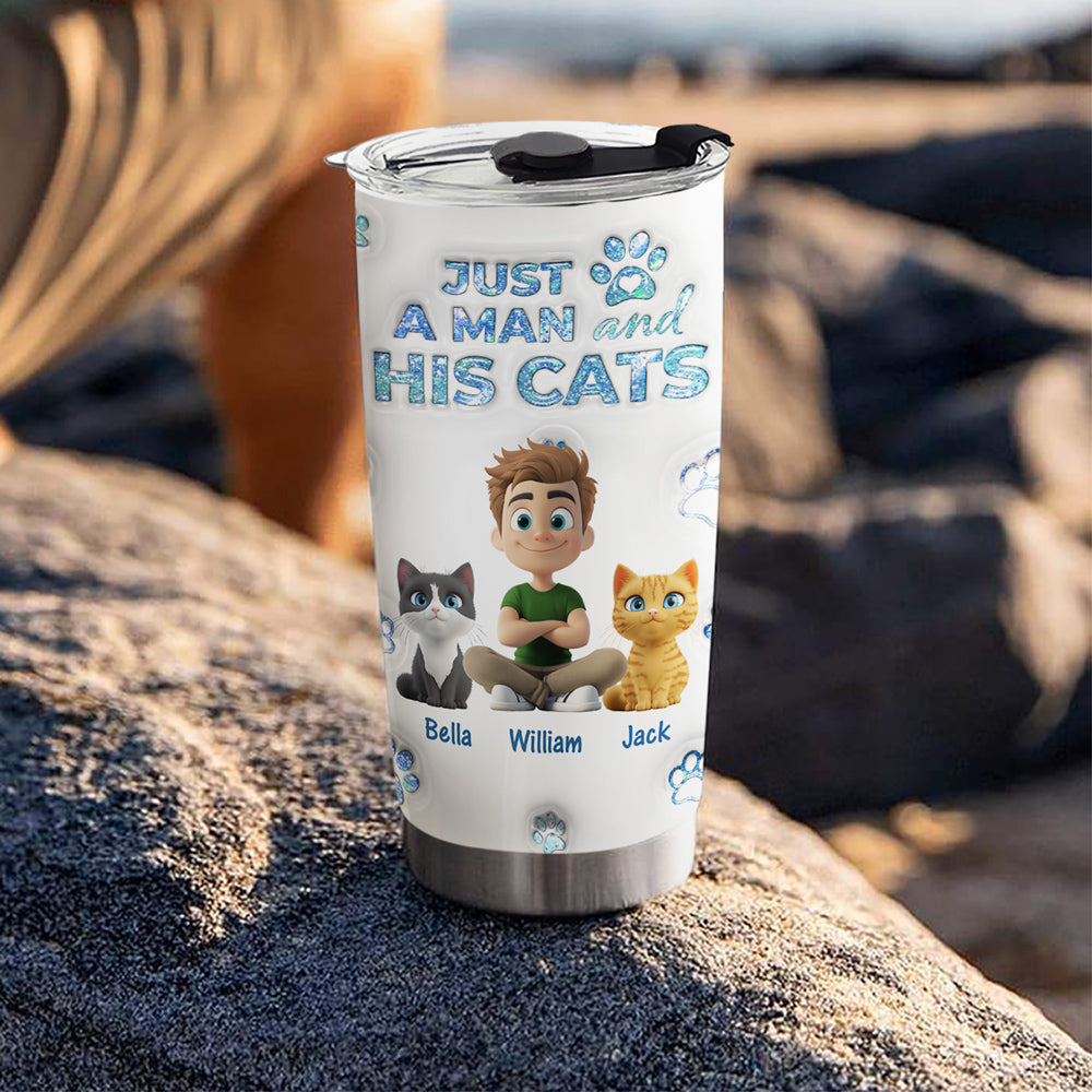 Custom Christmas Birthday Gifts For Cat Dad, Cat Lovers • You Are The Miracle Cat Dad Ver - Personalized 3D Inflated Effect Tumbler