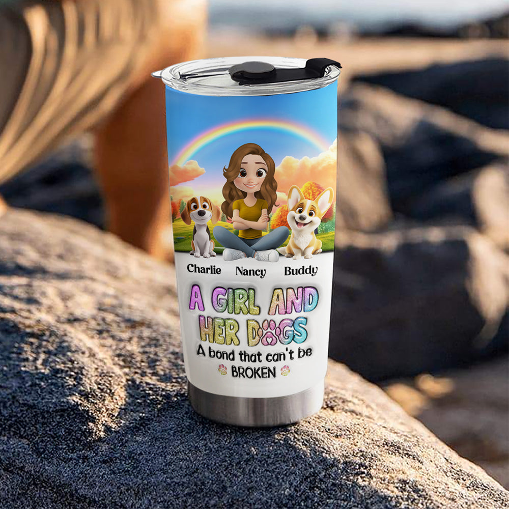 Custom Christmas Birthday Gifts For Dog Lovers • A Girl And Her Lovely Dog - Personalized 3D Inflated Effect Tumbler