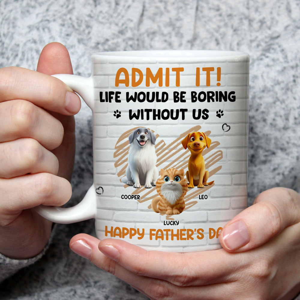 Custom Father's day Birthday Gifts For Cat Dad, Cat Lovers • Admit It Pet Dad Orange - Personalized Coffee Mug