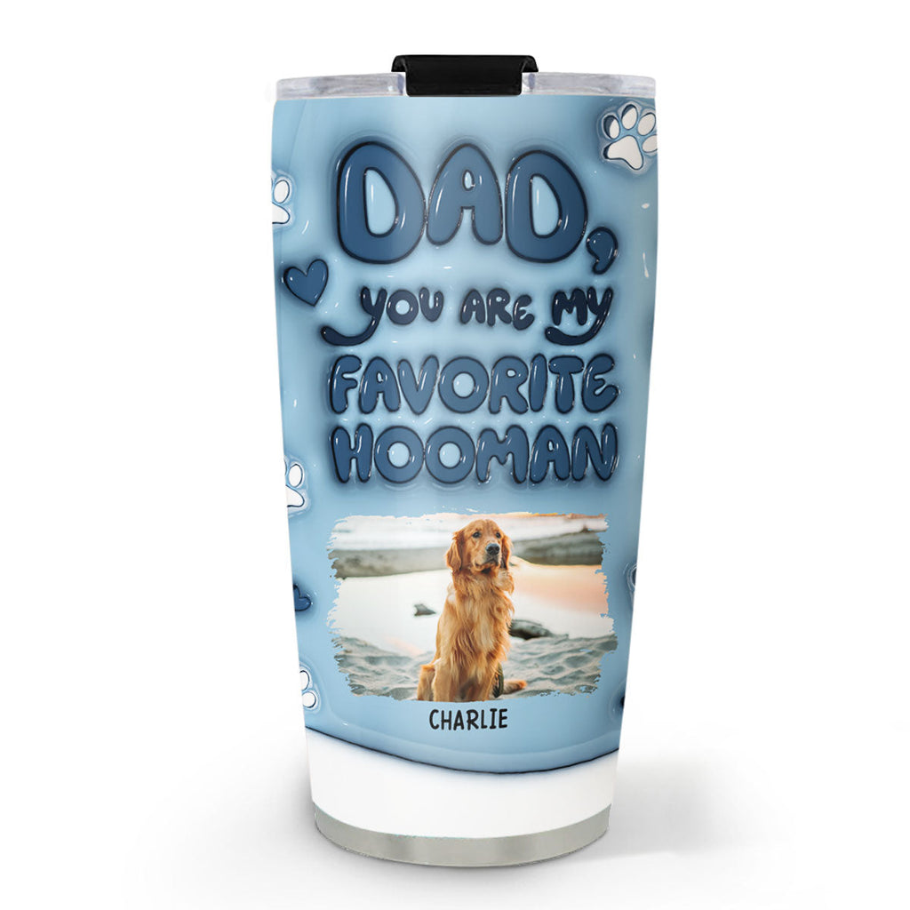Custom Christmas Birthday Gifts For Pet Lovers • Thanks For Being Dog Favorite Human Ver Photo - Personalized 3D Inflated Effect Tumbler