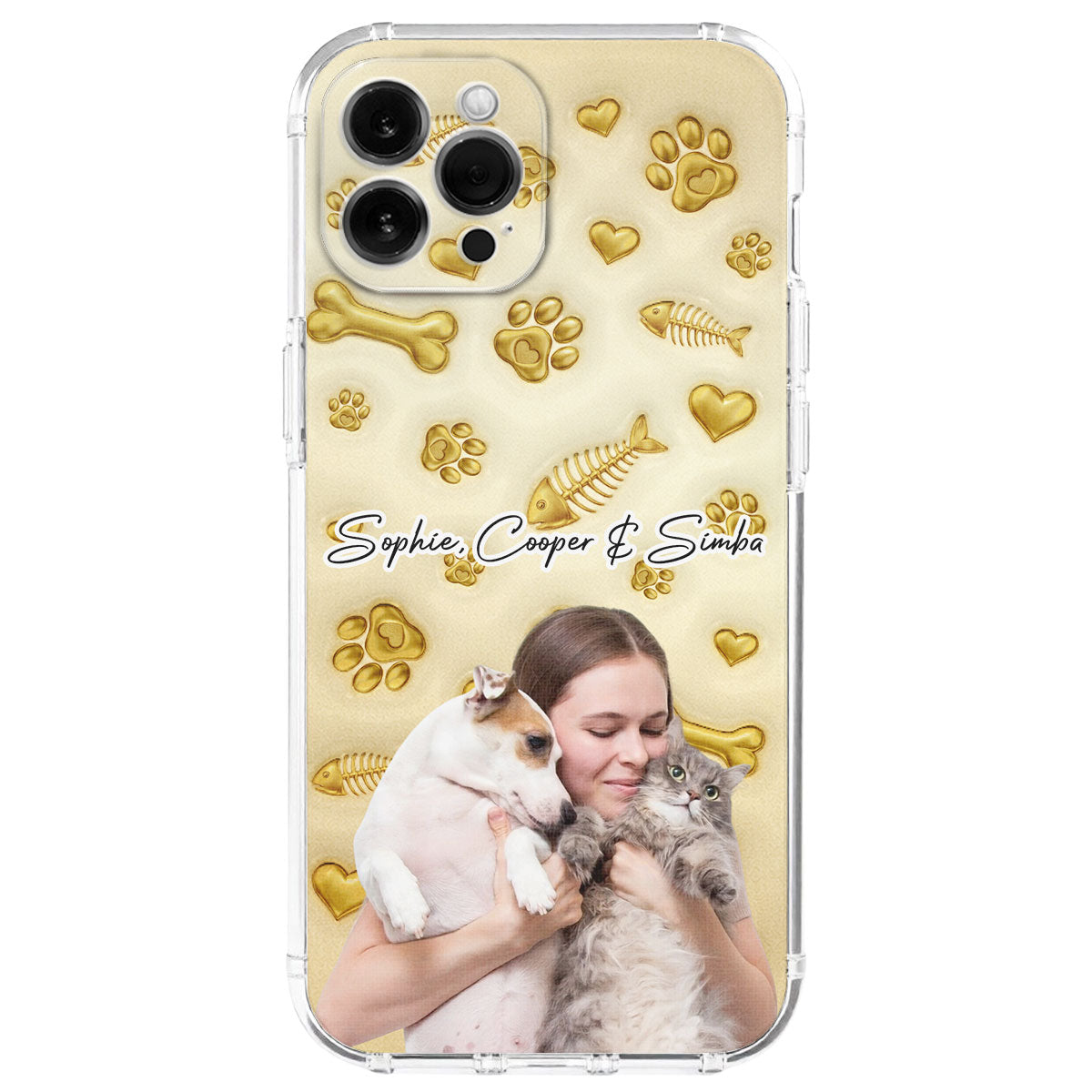 Gold Glitter Pet Mom Photo - Personalized 3D Effect Phone Case