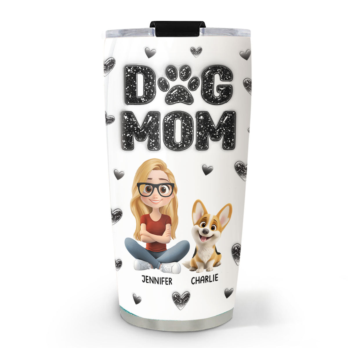 Custom Christmas Birthday Gifts For Dog Mom, Dog Lovers • Adore You - Personalized 3D Inflated Effect Tumbler