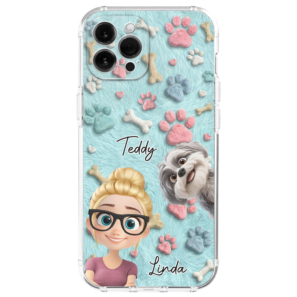 Lovely Dog And Human Cartoon - Personalized Phone Case