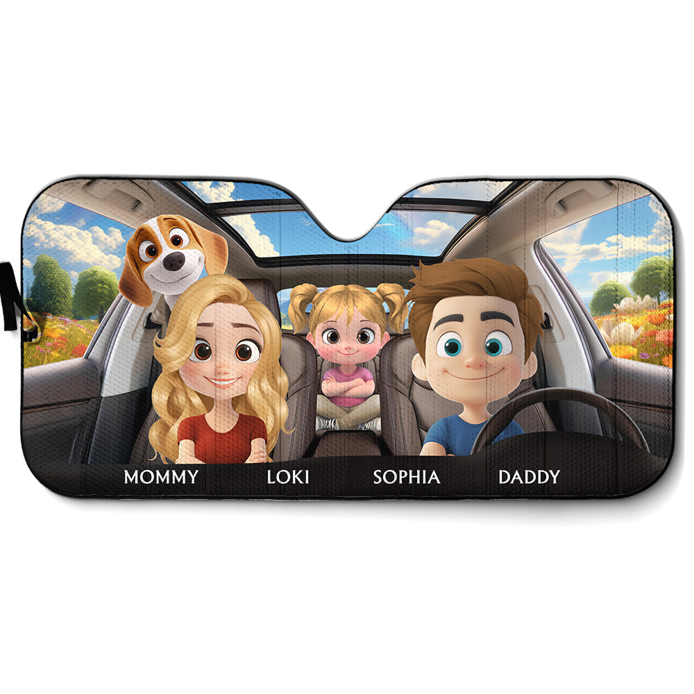 Custom Christmas Birthday Gifts Car Accessories for Dog Parents • Life Is Better With My Dog Family - Personalized Car Sunshade