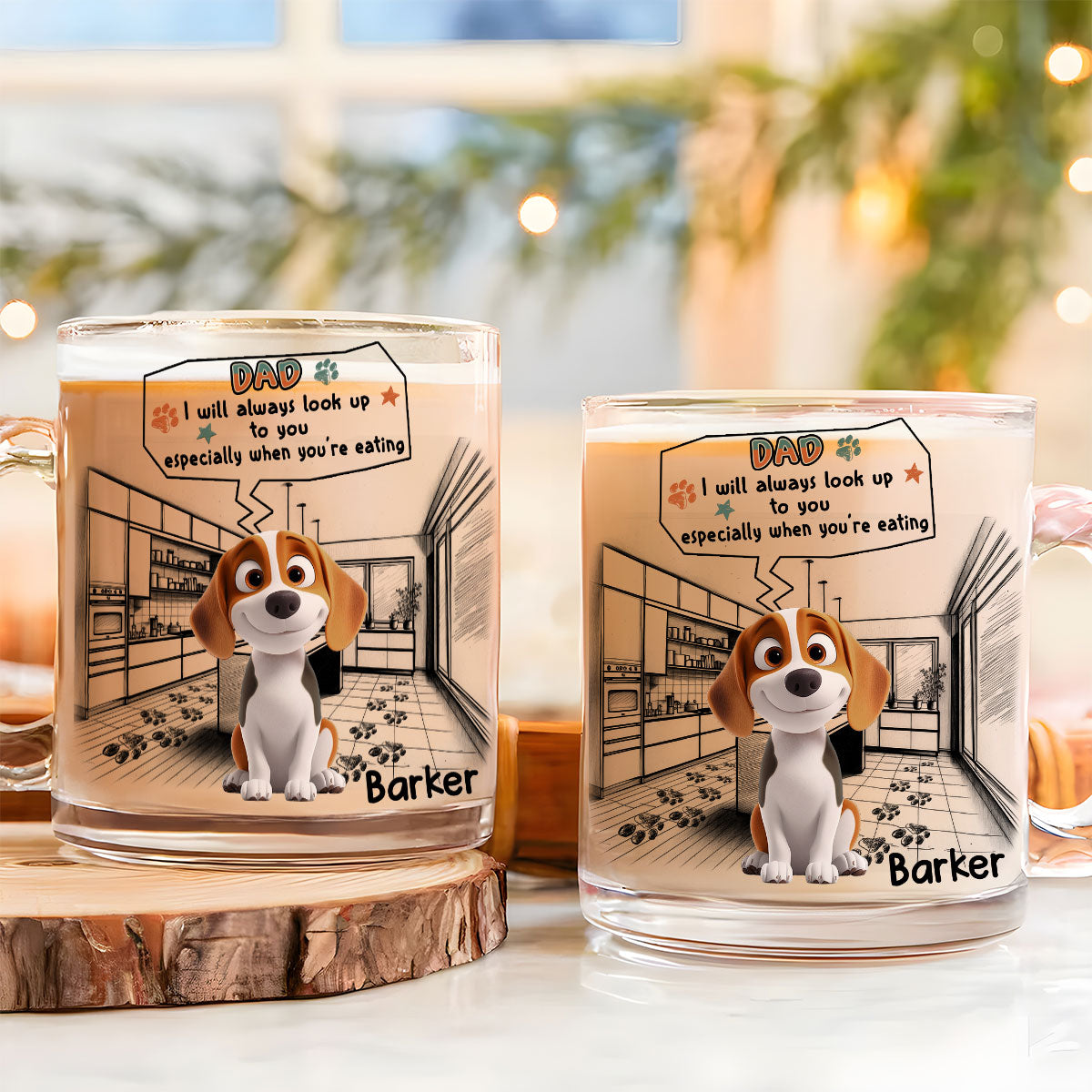 Custom Mother's Father's day Birthday Gifts For Dog Lovers • Keep Staring At You When Eating - Personalized Glass Mug