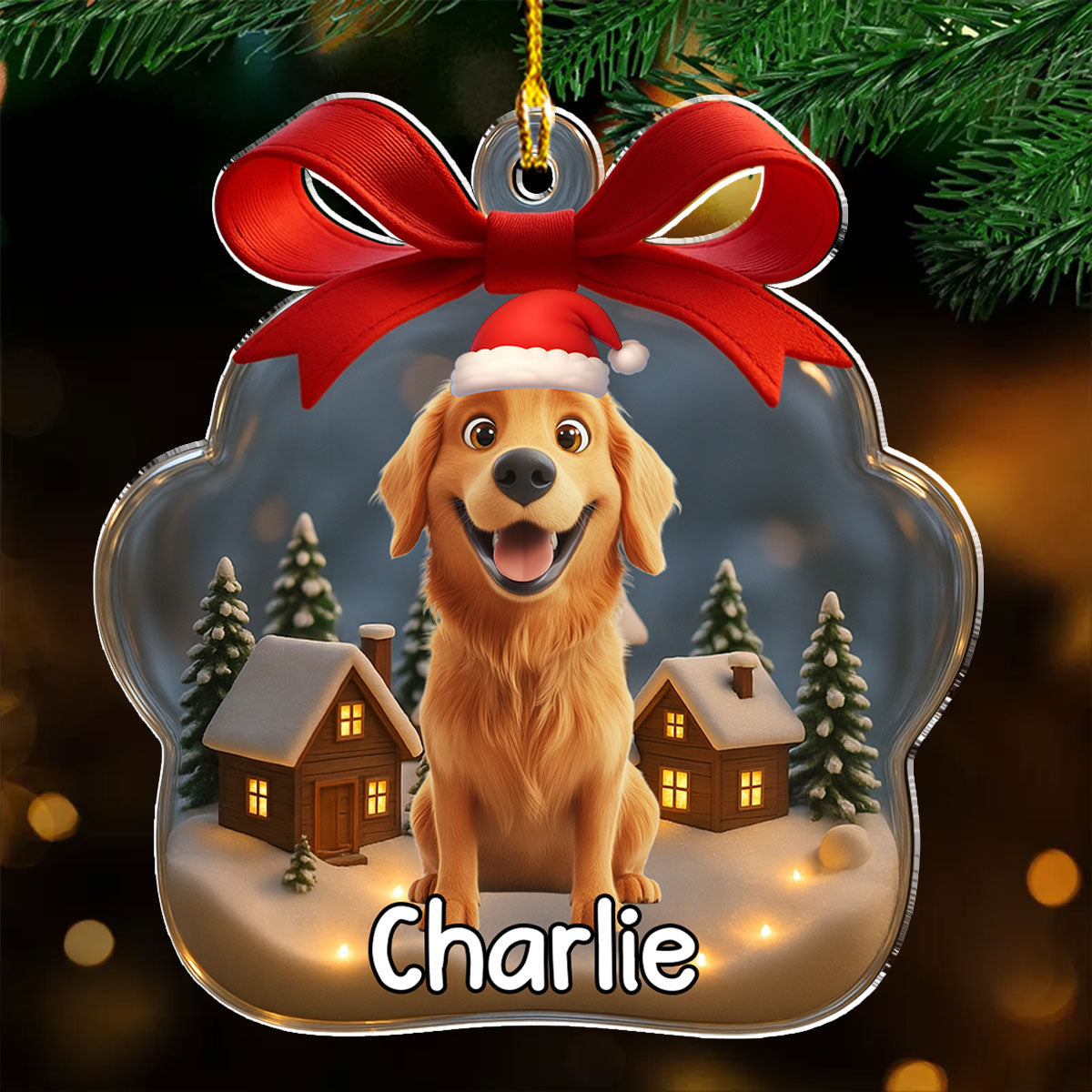 Custom Christmas Decor Home Birthday Gifts For Dog Lovers • Paw In Snow - Personalized Acrylic Ornament