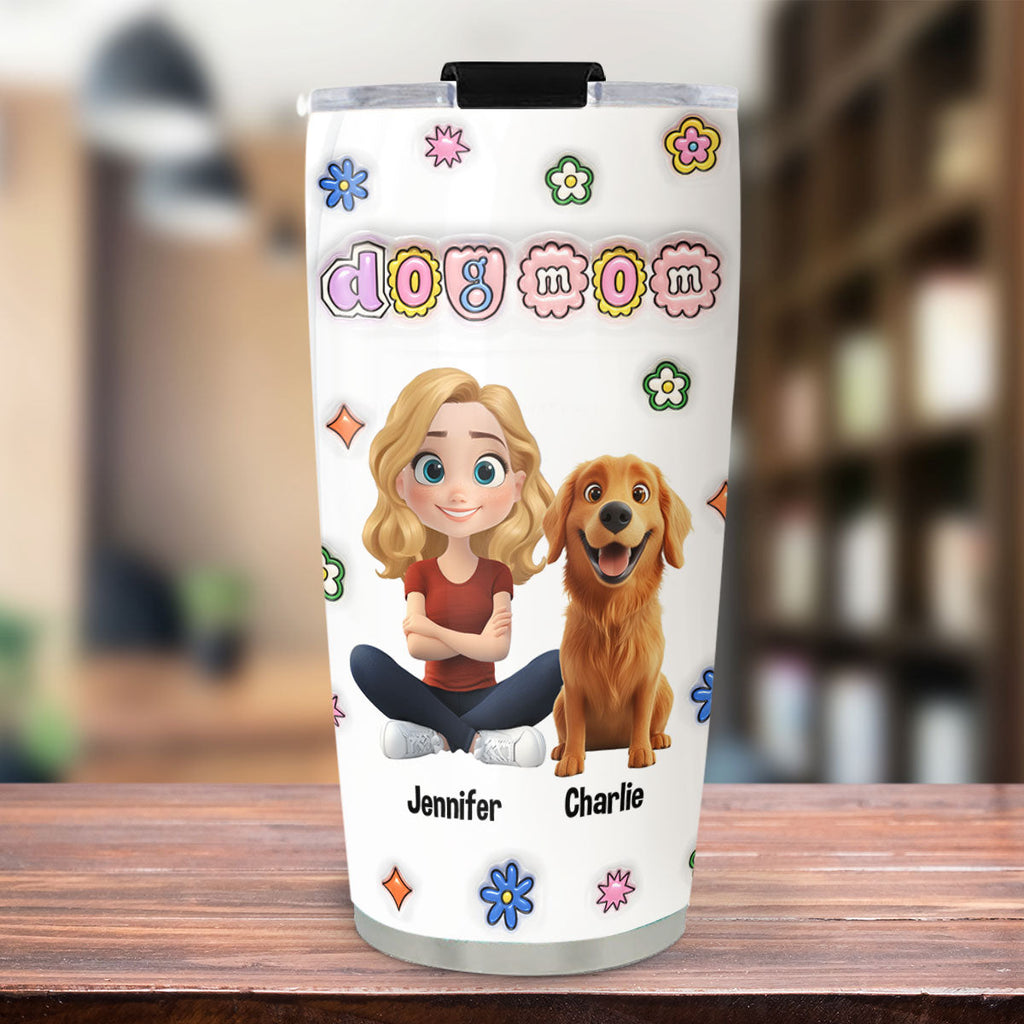 Custom Mother's day Birthday Gifts For Dog Mom, Dog Lovers • Love Myself For Being Dog Mom - Personalized 3D Inflated Effect Tumbler